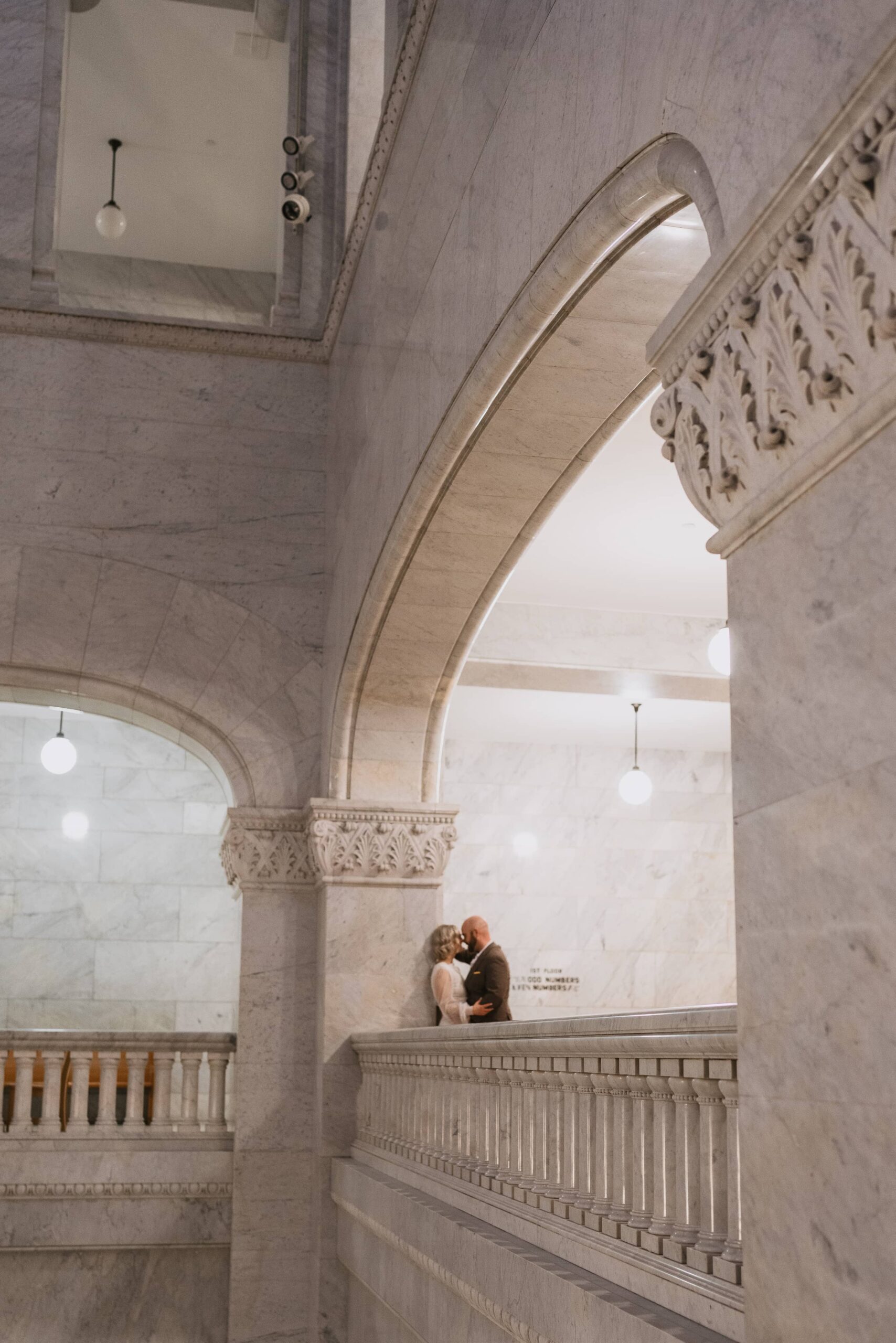 Minneapolis Elopement in white marble building for courthouse wedding
